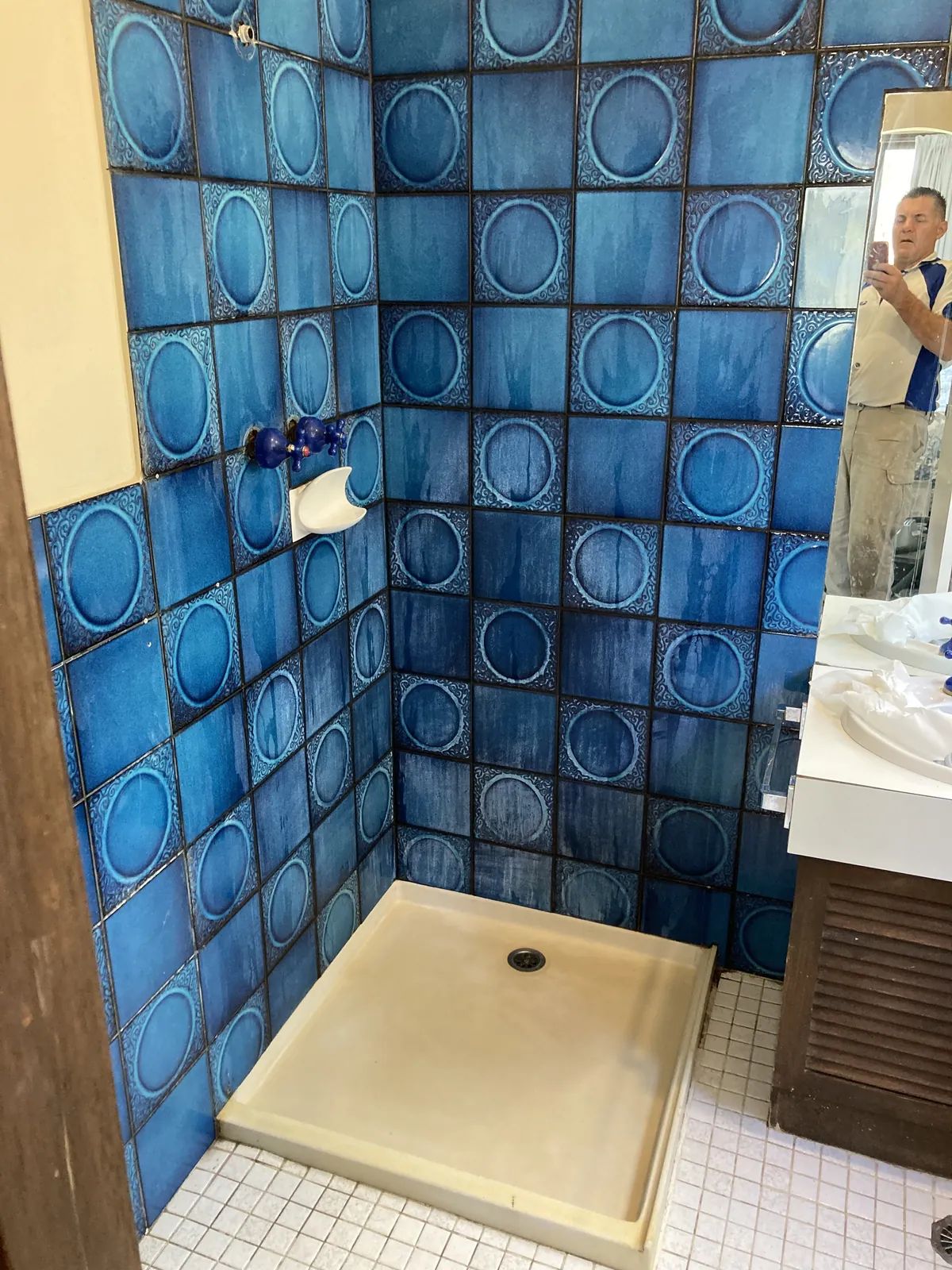 Before: a shower